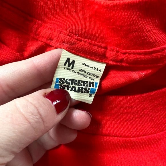 VINTAGE 1980s SCREEN STARS Red "Reading Jogs Your Mind" T-Shirt *MEDIUM* - Picture 5 of 5